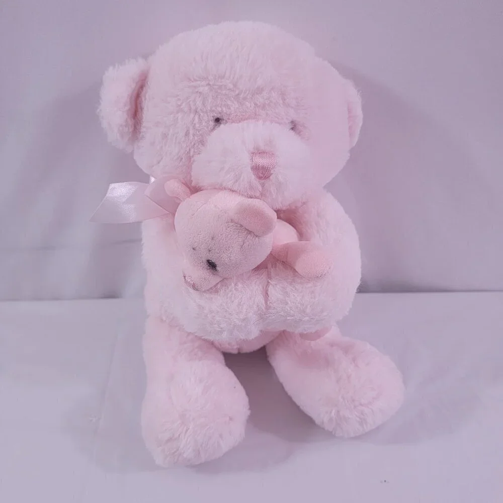 Evergreen B. Boutique Pink Momma Bear and Baby Bear Stuffed Animal Set